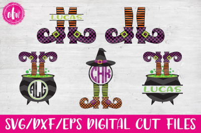 Split & Monogram Witch Legs Bundle - SVG, DXF, EPS Cut Files