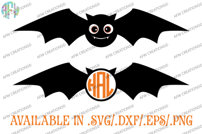 Monogram Bat - SVG, DXF, EPS Cut Files