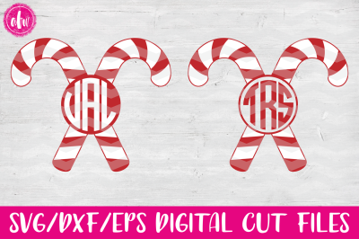 Candy Cane Monograms - SVG, DXF, EPS Cut Files