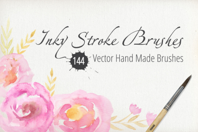 50% SALE 144 Vector Inky Brushes