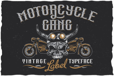 Motorcycle Gang label font