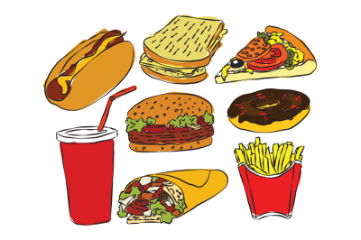 Sketch style fastfood