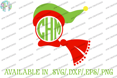 Christmas Hat & Scarf Monogram - SVG, DXF, EPS Cut File