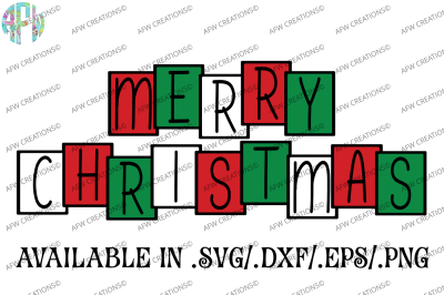 Merry Christmas Blocks - SVG, DXF, EPS Cut File