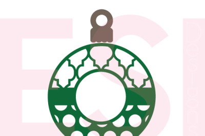 Patterned Christmas Ornament/Bauble Design with Circle for Monogram - SVG, DXF, EPS - Cutting Files