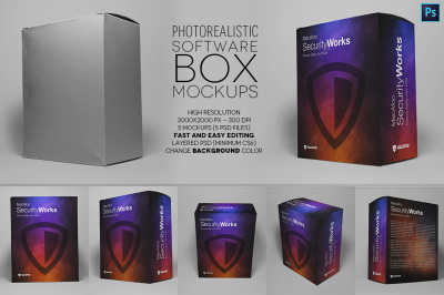 Photorealistic software / product box mockup