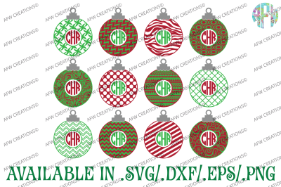 Monogram Christmas Ornaments - SVG, DXF, EPS Cut Files