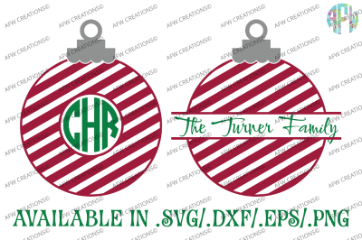 Striped Christmas Ornaments - SVG, DXF, EPS Cut Files