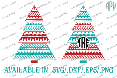 Aztec Christmas Trees - SVG, DXF, EPS Cut Files