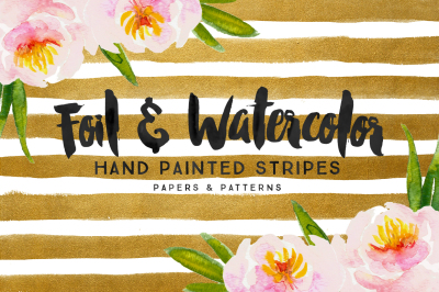 Foil & Watercolor Stripes