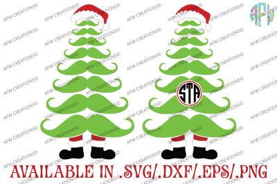Mustache Monogram Trees - SVG, DXF, EPS Cut Files