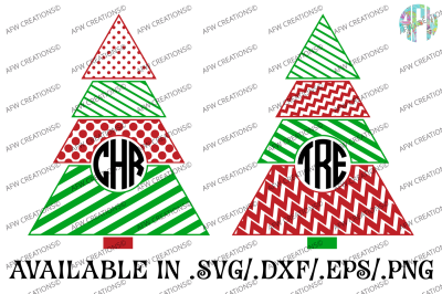 Monogram Christmas Trees - SVG, DXF, EPS Cut Files
