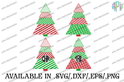 Patterned Christmas Trees - SVG, DXF, EPS Cut Files