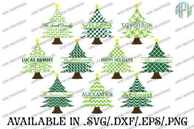 Split Pattern Christmas Trees - SVG, DXF, EPS Cit Files