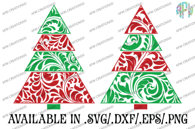 Swirl Christmas Trees - SVG, DXF, EPS Cut Files