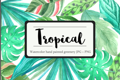 Tropical Watercolor Greenery Set