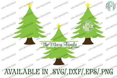 Split & Monogram Christmas Trees - SVG, DXF, EPS Cut Files