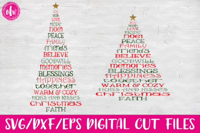 Christmas Word Trees - SVG, DXF, EPS Cut Files