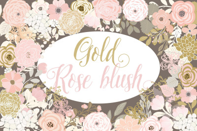 Gold and Rose blush flower collection