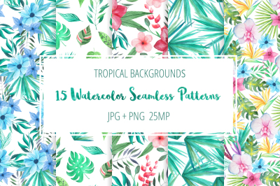 Tropical Floral Seamless Patterns