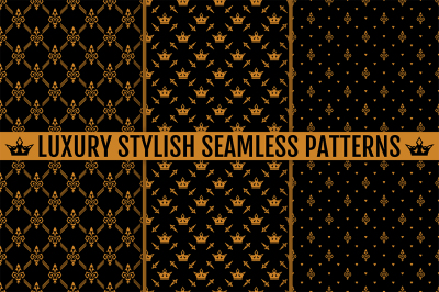 Luxury stylish seamless patterns set