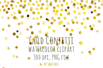 Watercolor Clipart, Digital Confetti, Frame, New Year, Christmas