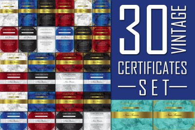 30 Vintage Certificates Set