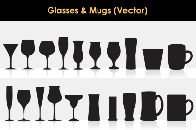 Glasses & Mugs Vector (silhouettes)