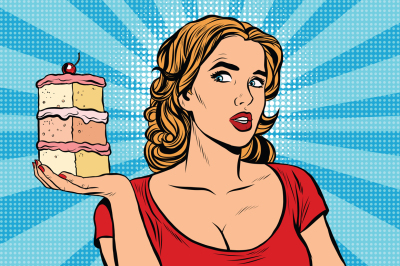 Pop art girl diet cake