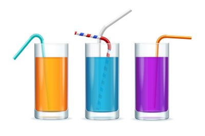 Colorful Cocktail Glasses Set. Vector