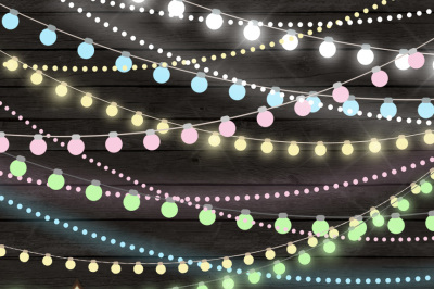 Soft Pastel String Lights Vector Clipart