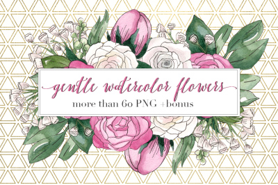 Gentle Watercolor Flowers Collection
