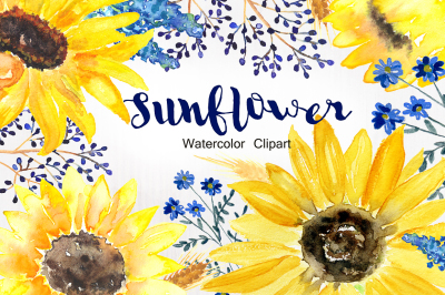 Sunflower Watercolor Clip Art