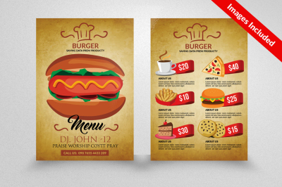 Double Sided Fast Food Burger Flyer