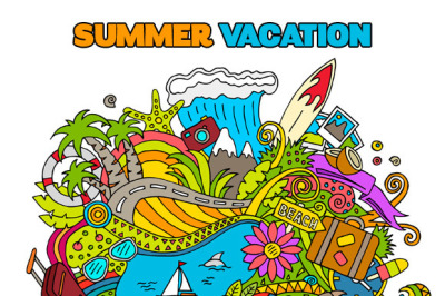 Doodle Summer Vacation Illustrations