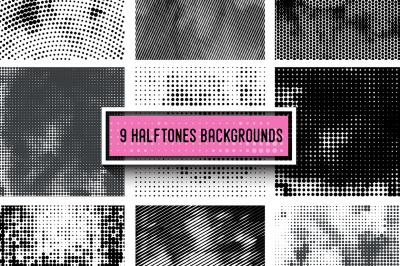 9 Halftone backrounds +BONUS.
