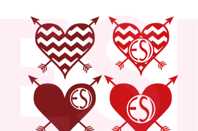 Arrow Heart Monogram Designs 