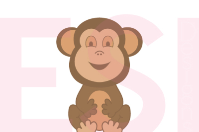 Baby Monkey - Sitting - SVG, DXF, EPS - Cutting Files