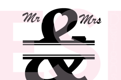 Mr and Mrs Split Ampersand - Italic Heart - SVG, DXF, EPS cutting files
