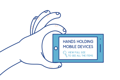 30 Hands holding mobile devices