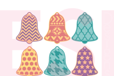 Patterned Christmas Bells Set - SVG, DXF, EPS - Cutting Files