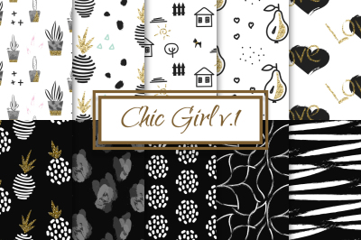 Chic Girl v.1 - seamless patterns