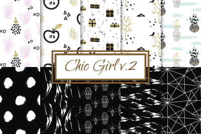 Chic Girl v.2 - seamless patterns