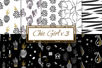 Chic Girl v.3 - seamless patterns
