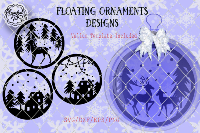 Floating Christmas Ornament Designs - SVG/EPS/PNG/DXF