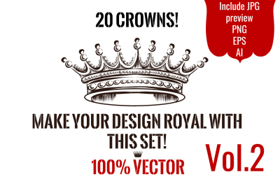 Kit of engraved vector crowns 2
