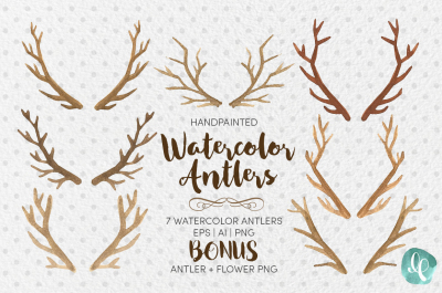Watercolor Antlers Clip Art | AI EPS PNG