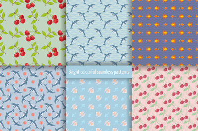 Bright colourful seamless patterns