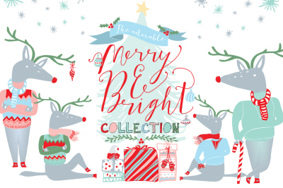 Merry and Bright Christmas Clipart