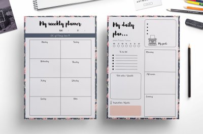Weekly planner , daily planner (floral background )